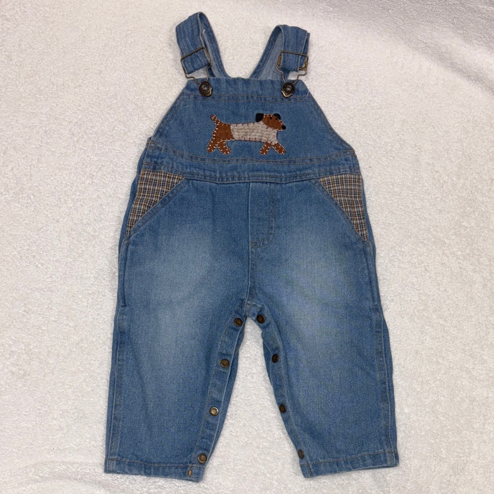 Cache cache puppy did Charming Kids denim Blue Jean Overalls kids 12m